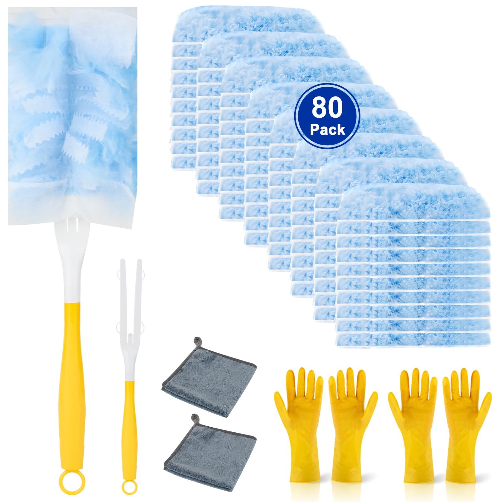 Pefacy Duster Refill Cleaning 2 Handles, Heavy Duty Disposable Duster Kit