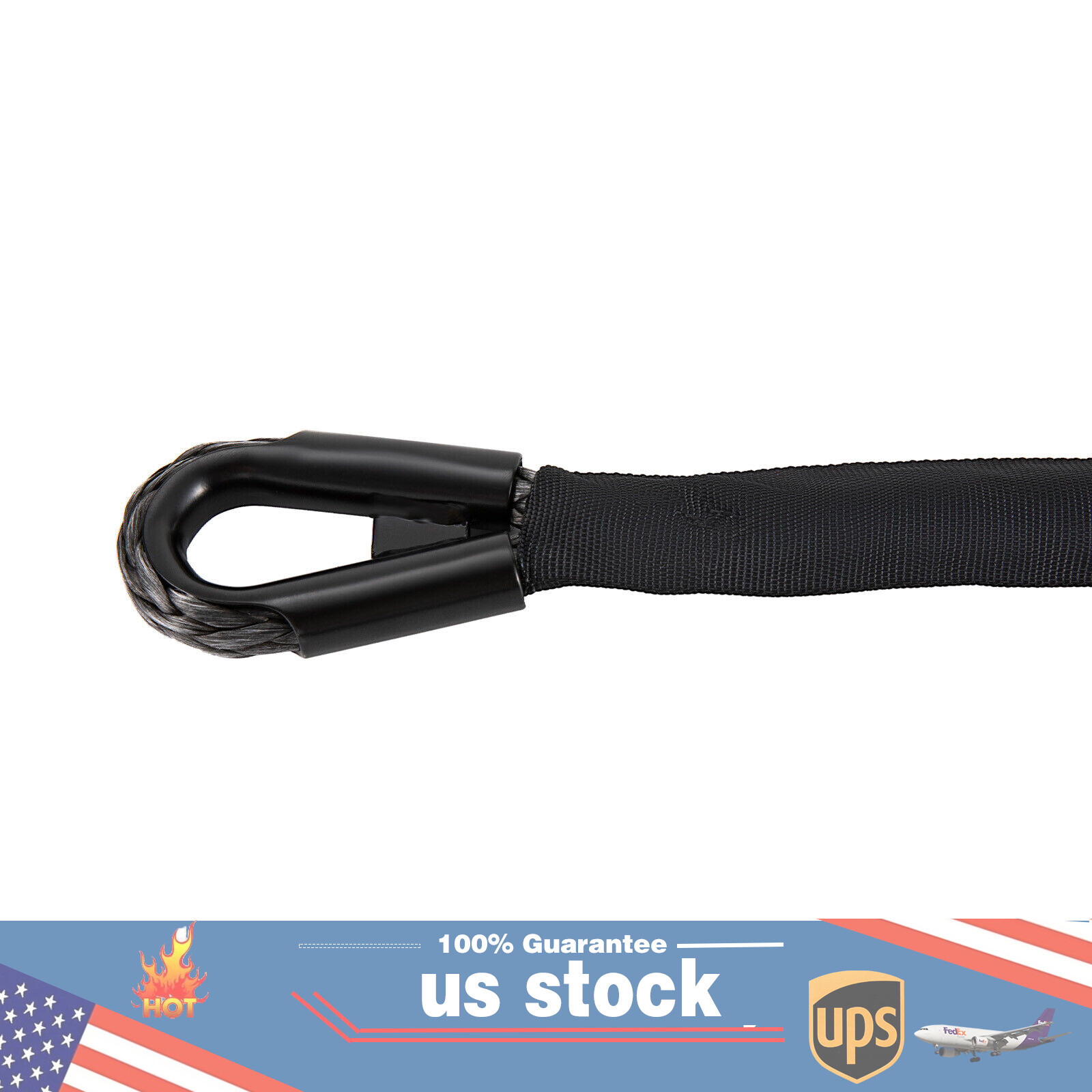1/2″x92ft Synthetic Winch Line Cable Rope With Sleeve + Winch Hook For ATV UTV