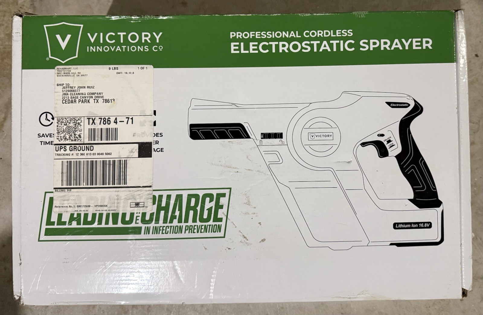 Victory Innovations VP200ESK Cordless Electrostatic Sprayer 360° Handheld NIB