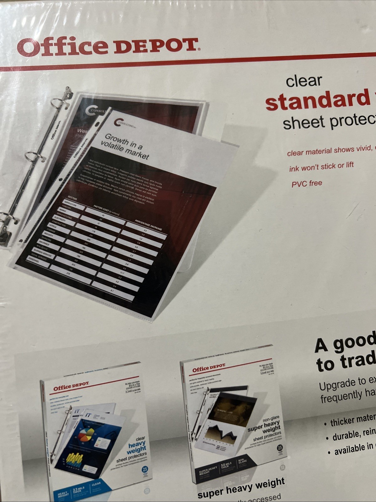 Sheet Protectors 100ct Standard Weight 2.4mil Clear 8.5″x11 & 3 Ring Off.Dep. 🎁