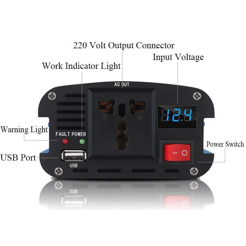 Car Power Inverter DC 12V 24V 36V 48V 60V to AC 220V 500-2600W Durable Converter