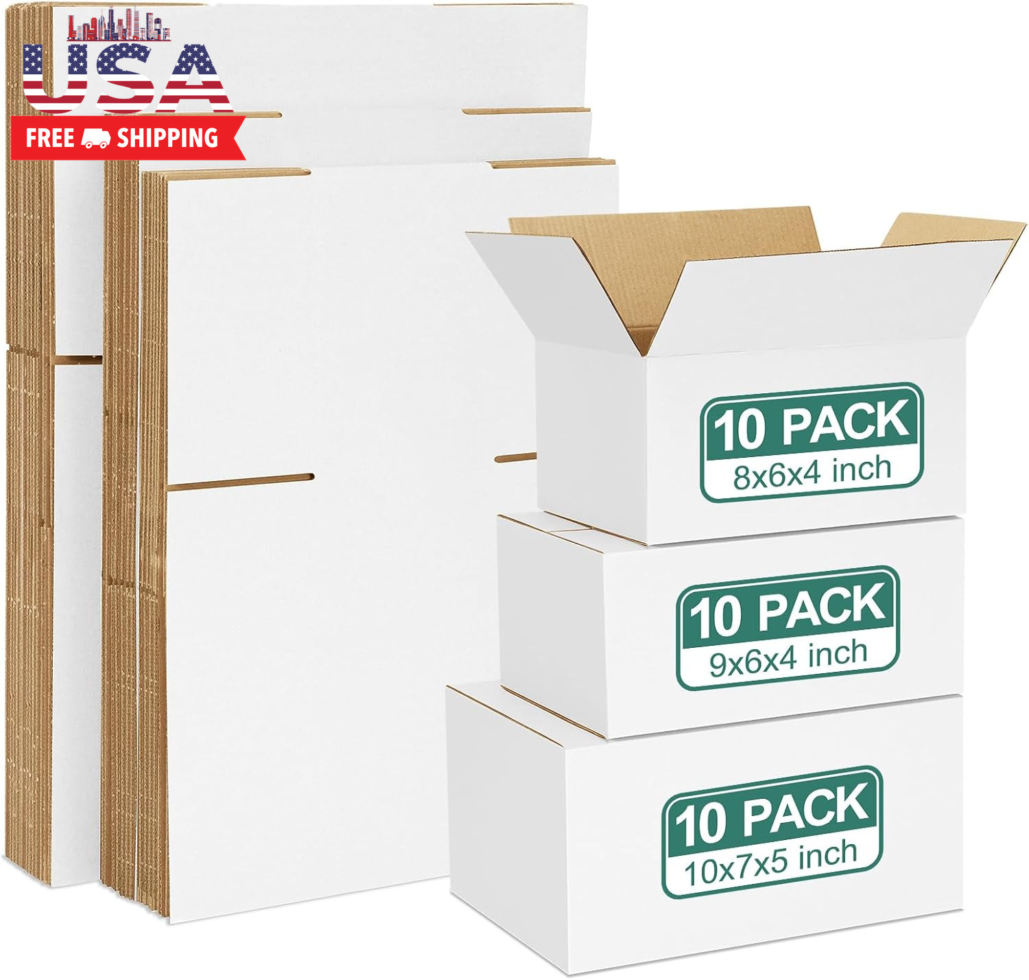 30 Pack Small Shipping Boxes Assorted Sizes, 8X6X4 & 9X6X4 & 10X7X5 10 PCS Each