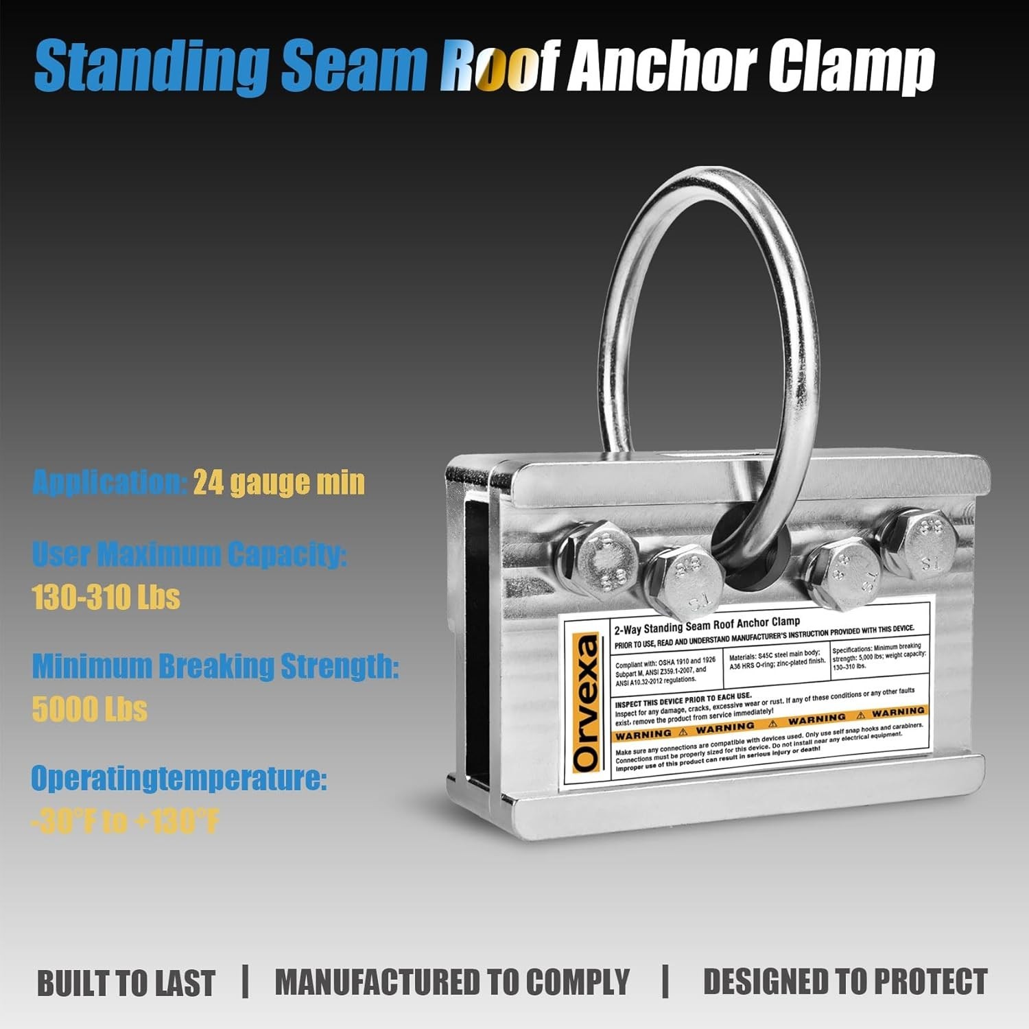 Roof Zone 2-Way Standing Seam Anchor Clamp Tie Down PART No. 13864