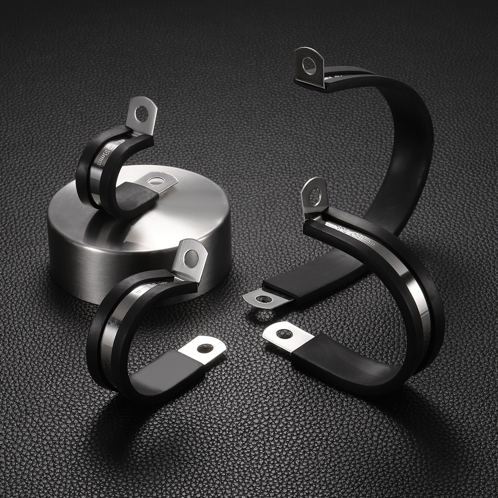 24Pcs 44mm (1-3/4″) Stainless Steel and Rubber Ties for R-Tube, Black