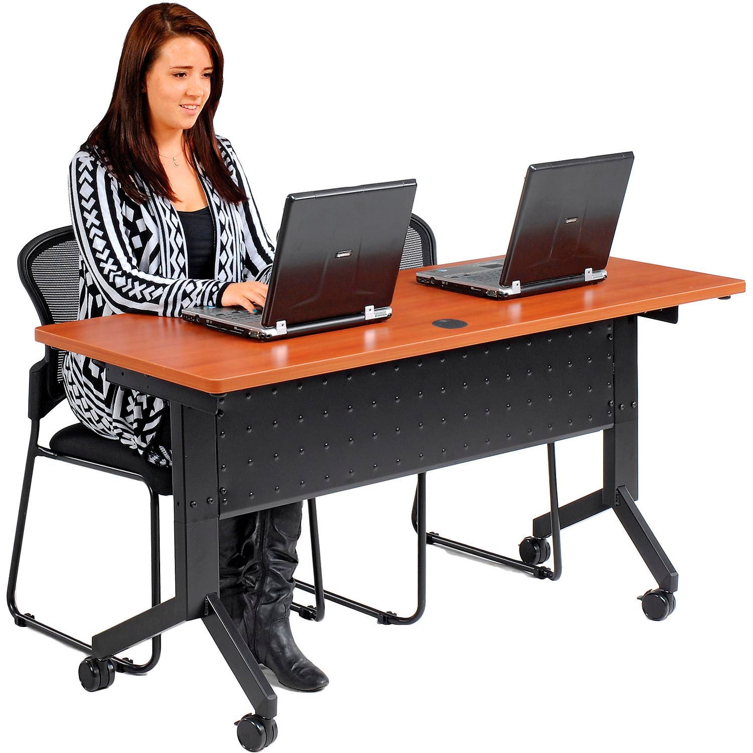 Global Industrial Flip-Top Training Table 60″ x 24″ Cherry