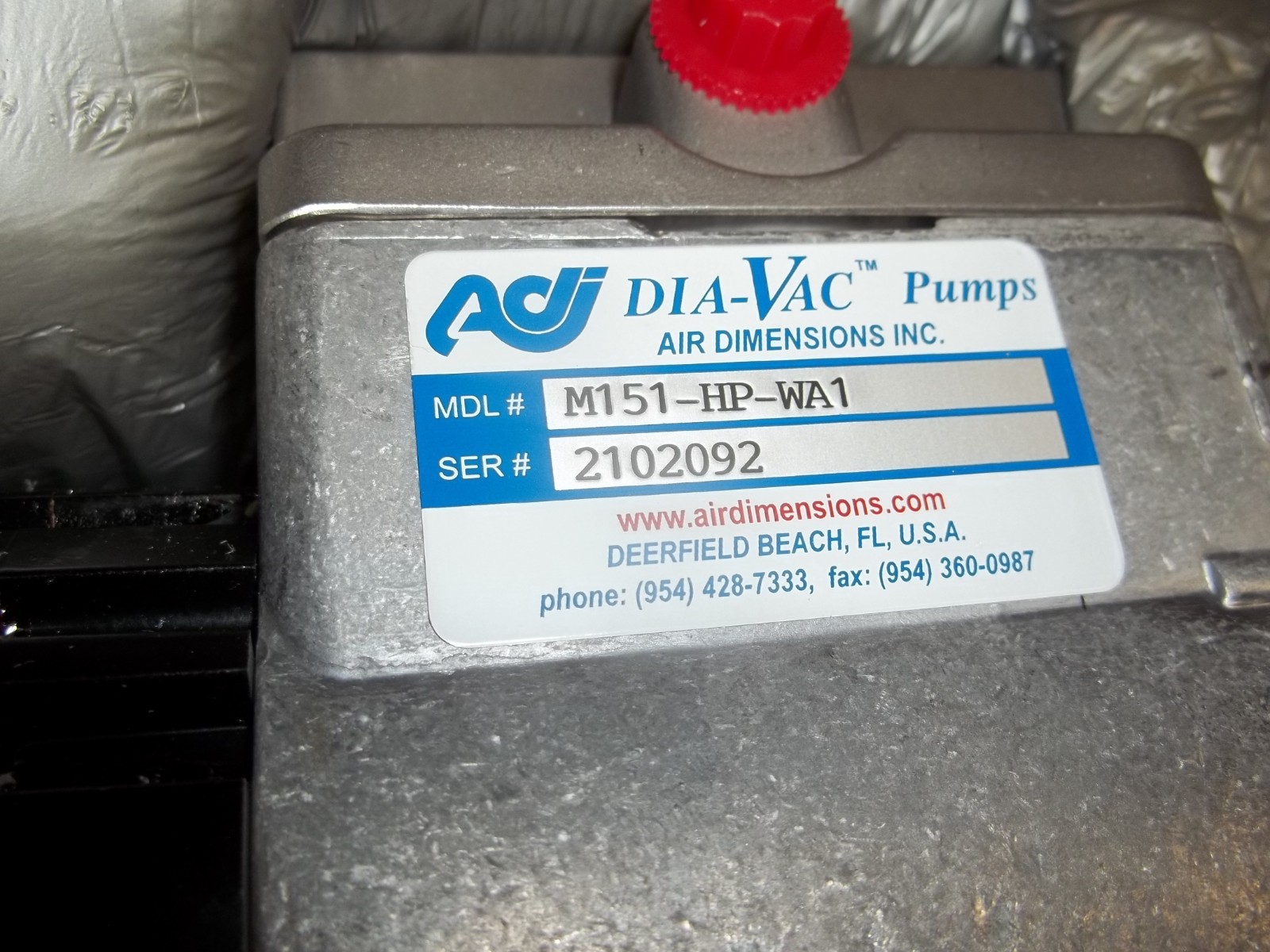ADI DIA-VAC PUMPS M151-HP-WA1 1/20HP .86/.69A 1400/1700RPM 34R (R7)