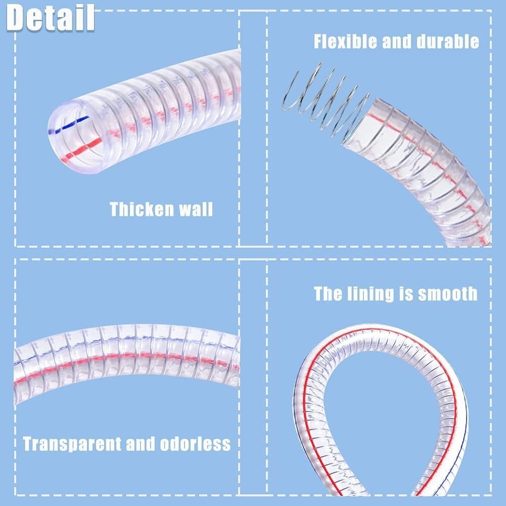 1.3 FT Flexible Steel Wire Suction Hose – 1″ ID, High Pressure & Durable Design