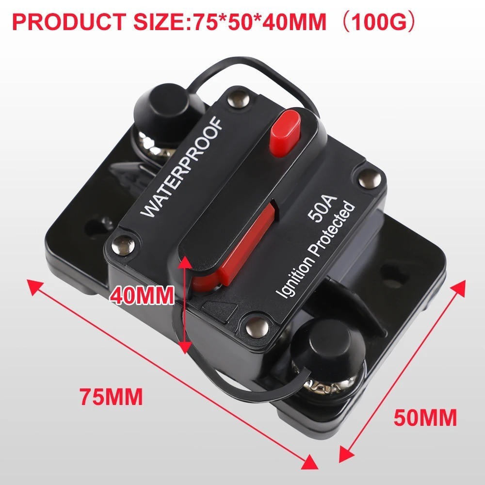 Waterproof Car Circuit Breaker Fuse Reset 30-300 Amp 12V-48V DC Car Boat Auto US