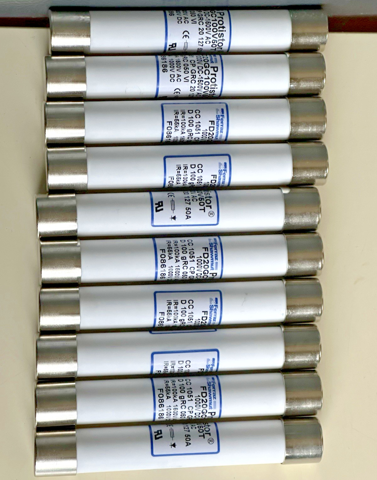 10 PCS Ferraz Shawmut Protistor FD20GC100V50T Fuse 1000VDC-1500VAC 50A NEW INBOX