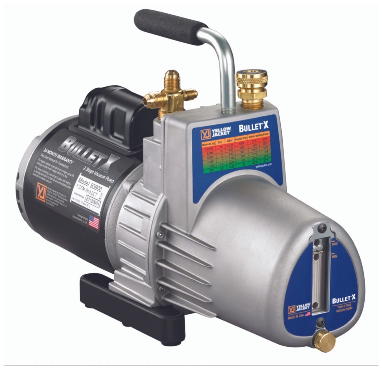 YELLOW JACKET Bullet X Two-Stage Evacuation/Vacuum Pump 7 CFM Model 93600