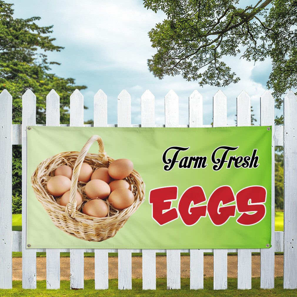 Vinyl Banner Multiple Sizes Farm Fresh Eggs Advertising Printing D Dairy Outdoor