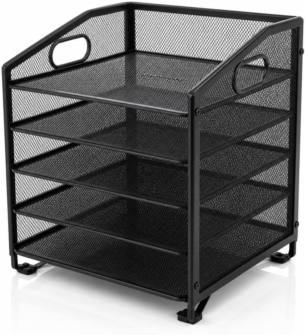 5-Tier Desk Organizers and Accessories, Paper Letter Tray Organizer with File Ho