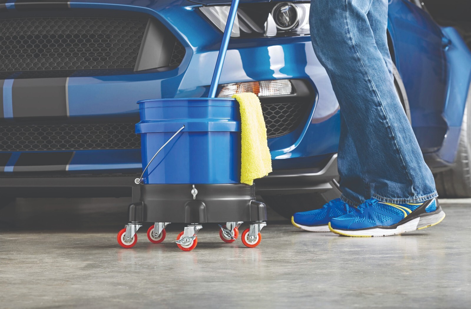Heavy Duty 5 Gallon Auto Drive durable Bucket Dolly Mop Wash Drum Cart Rolling.