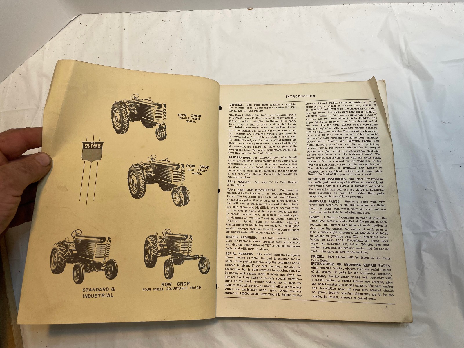 Vintage Oliver 88 Super 88 Series Tractors Parts Book Manual
