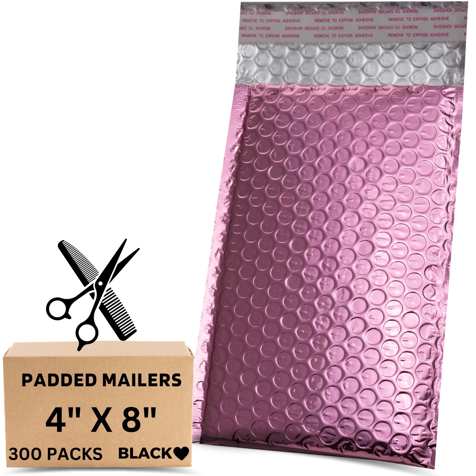 kettleband Size 4″ X 8″ 300 Pack-Metallic Bubble Mailers 7 Colors option #000