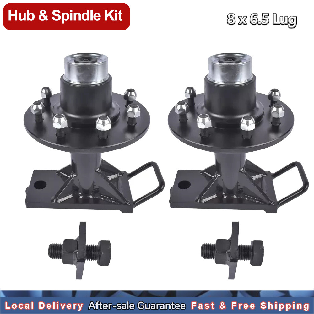 8000LB Hub & Spindle Kit 8 x 6.5 Lug Shipping Container Bolt-on Wheels Black