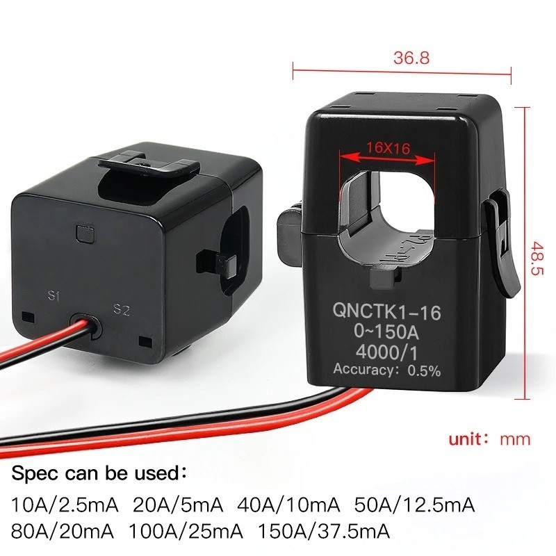 Current Transformer Split Core Clamp CT Sensor QNCTK1 5A 10A 50A 100A Range