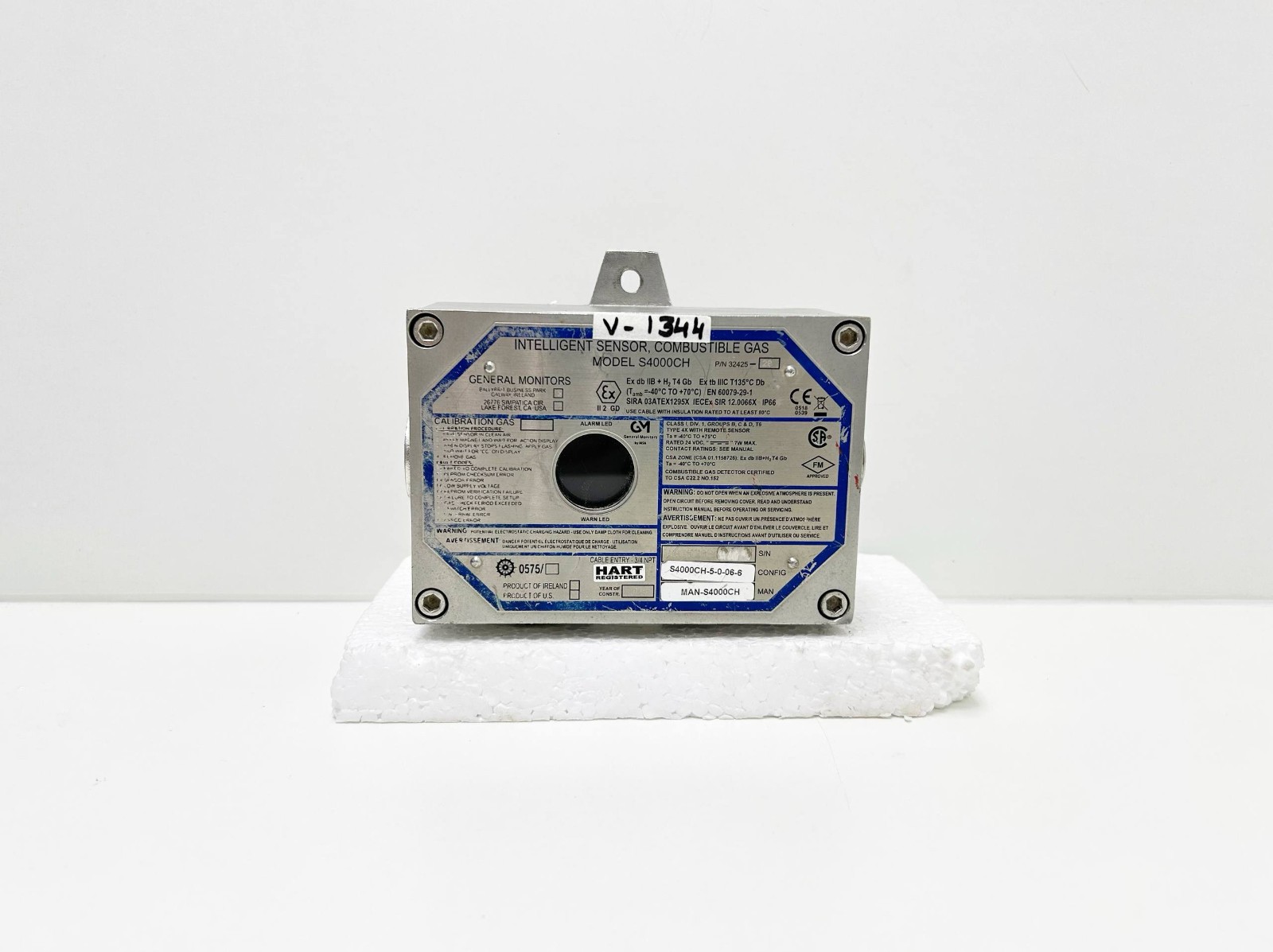 General Monitors S4000CH Combustible Gas Sensor 32425, V#1344 (TESTED)