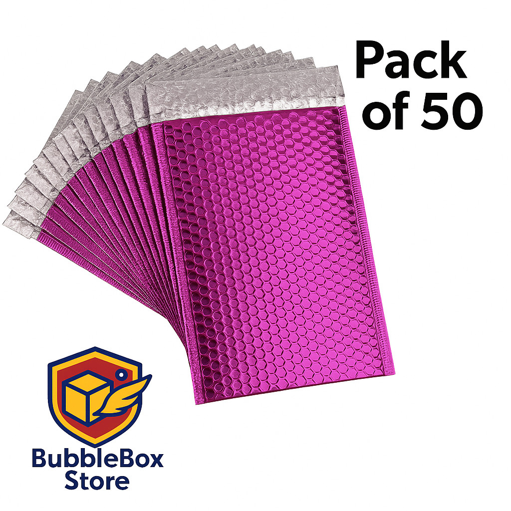 #2 Glamour Metallic Pink Poly Bubble Shipping Mailers Envelopes Bags 8.5×12