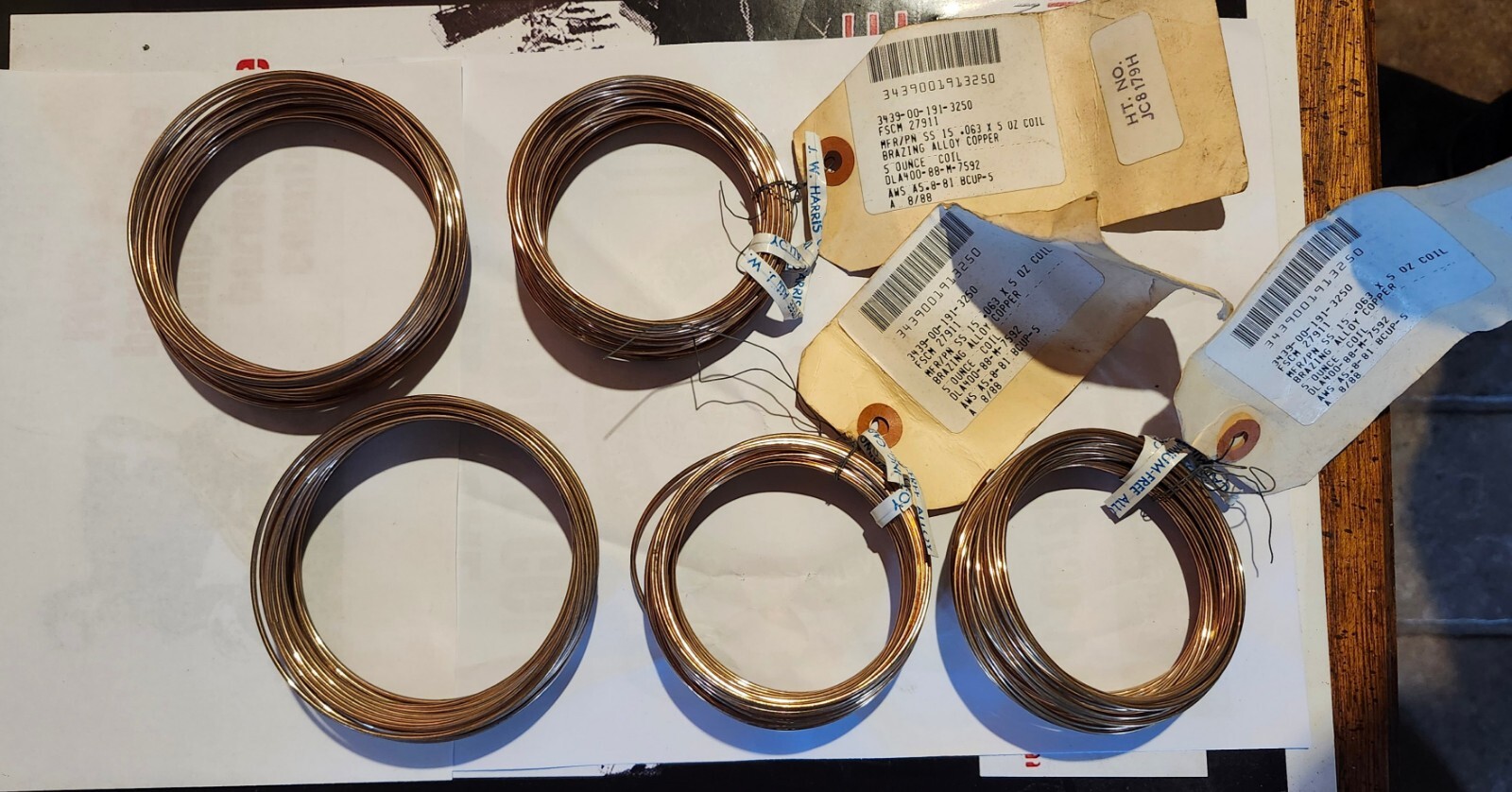 15% Silver Copper Brazing Alloy Coil AWS A5.8-81 BCUP-5 .063″ 25oz 5-PACK BUNDLE