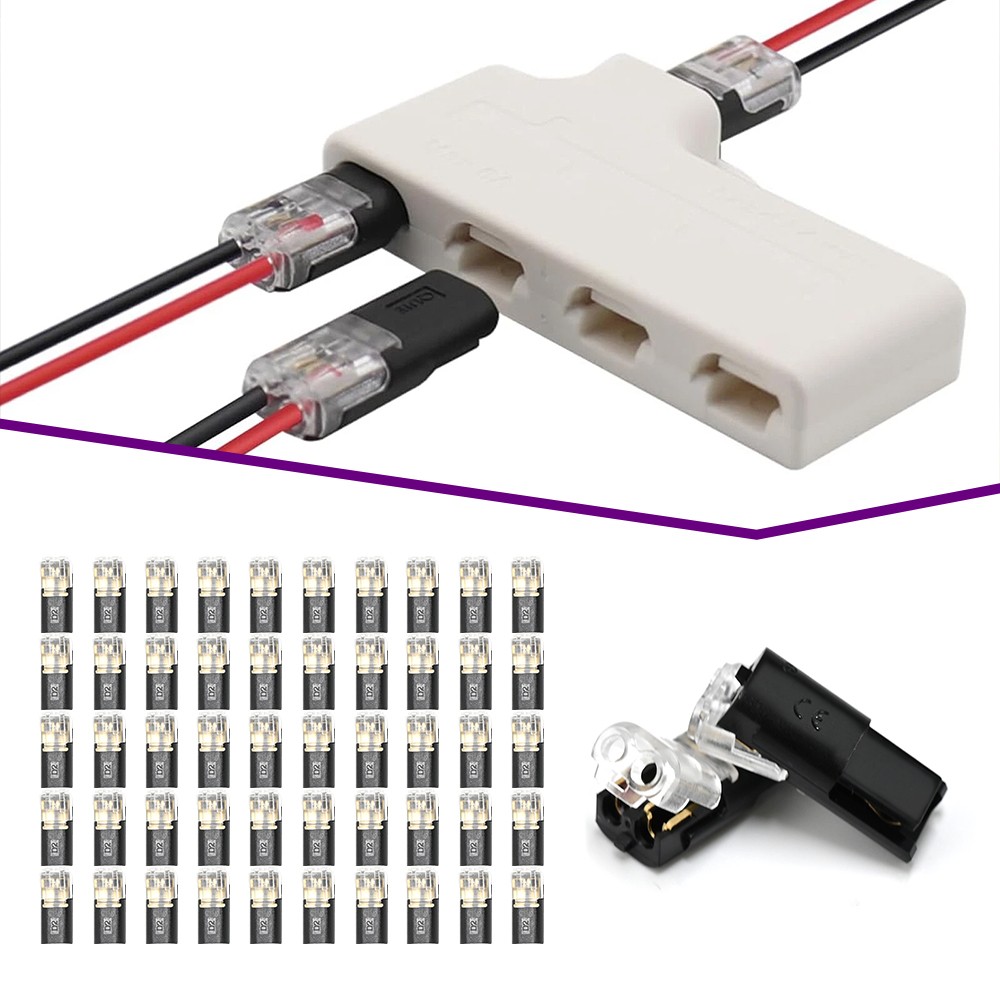 50PCS Double-Wire Plug-in Connector, Cable Clamp with Locking Buckle, AWG 18-22