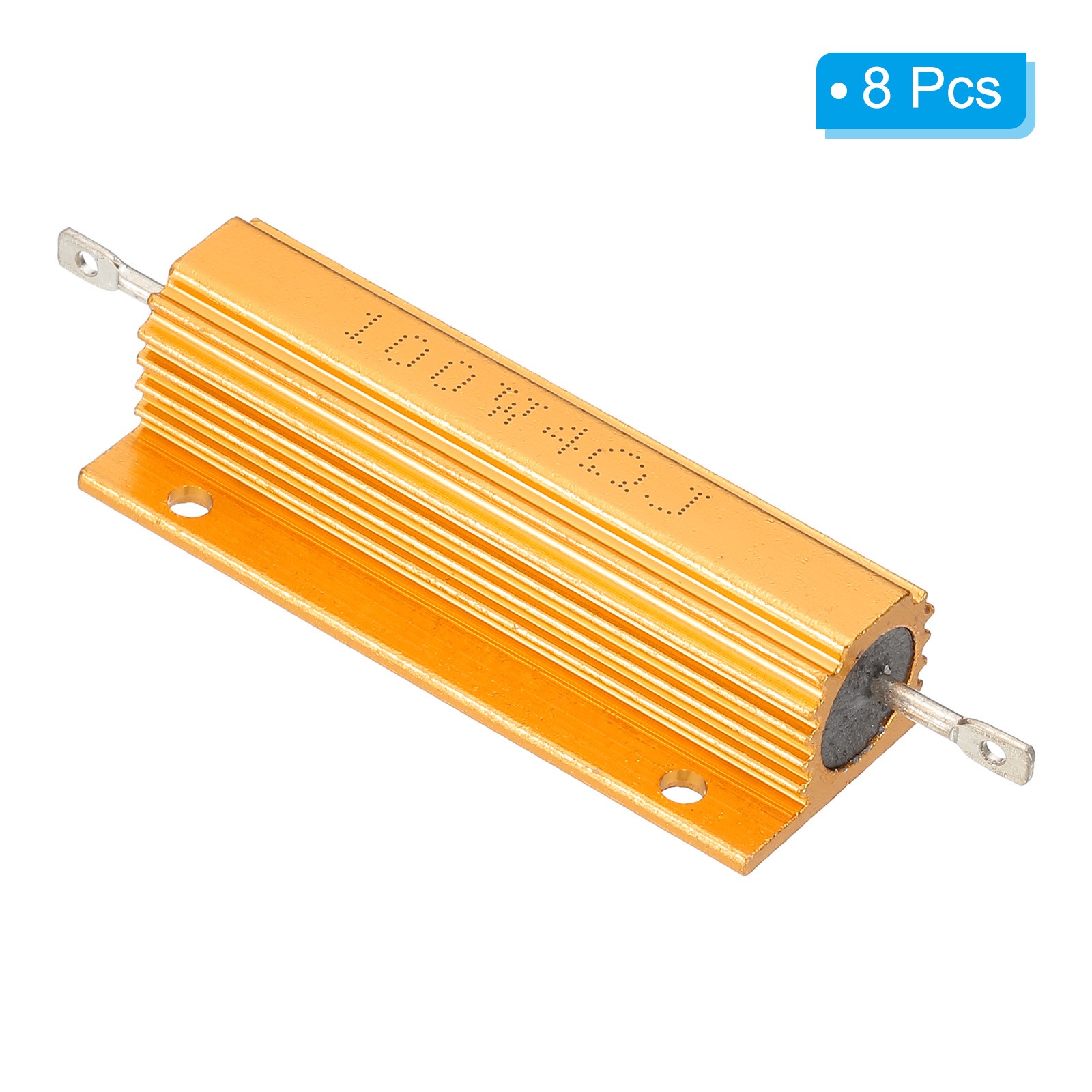 8PCS 100W 4 Ohm Aluminum Shell Resistor Aluminum Housing Resistor Golden