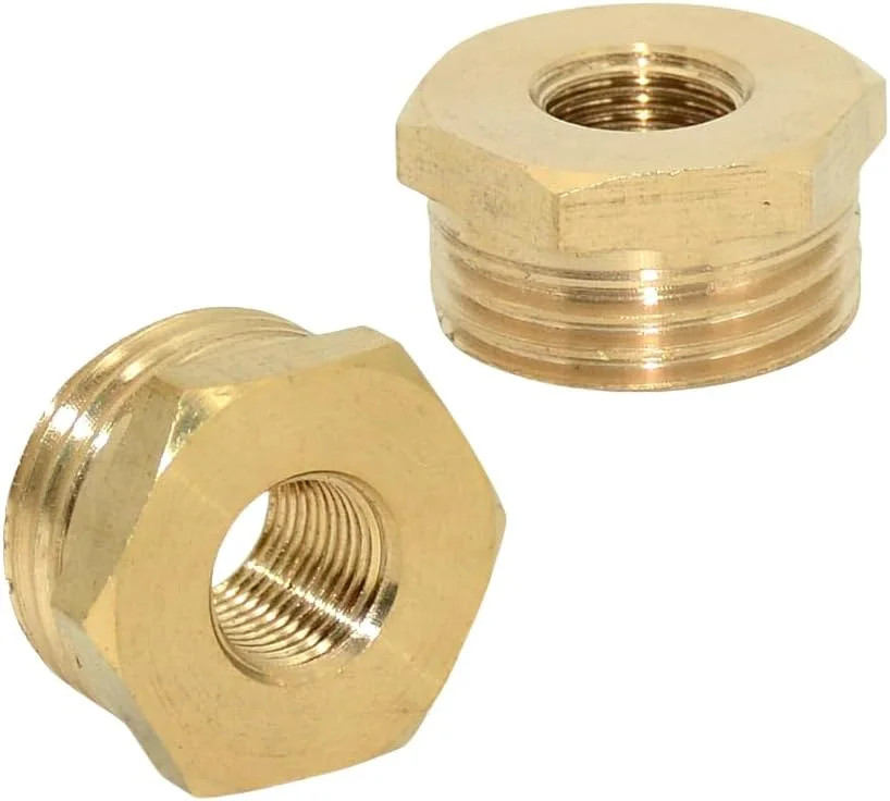 2pcs 1/8″ NPT Male To 1/2″ NPT Female Brass Reducer Thread Hex Bushing Brass Thr
