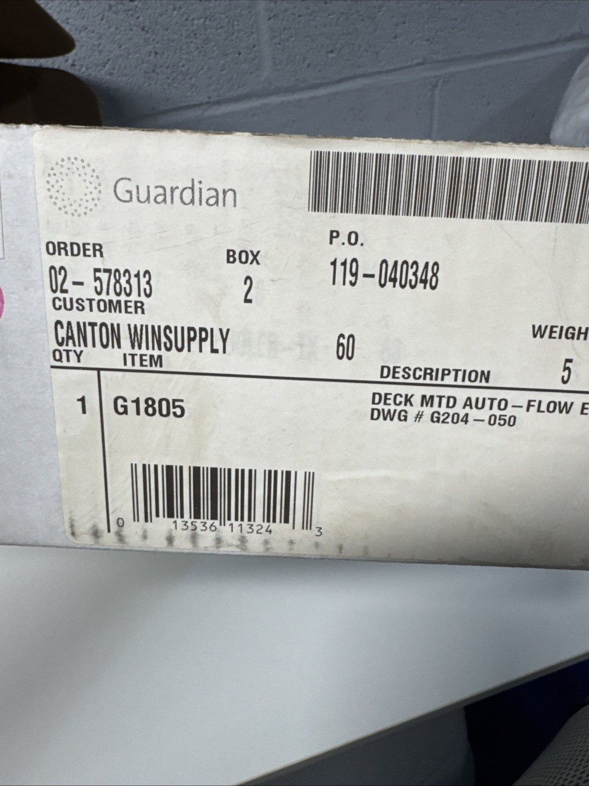 Guardian Equipment 2832800 G1805 AutoFlow 90 deg Right Hand Eye Wash Deck