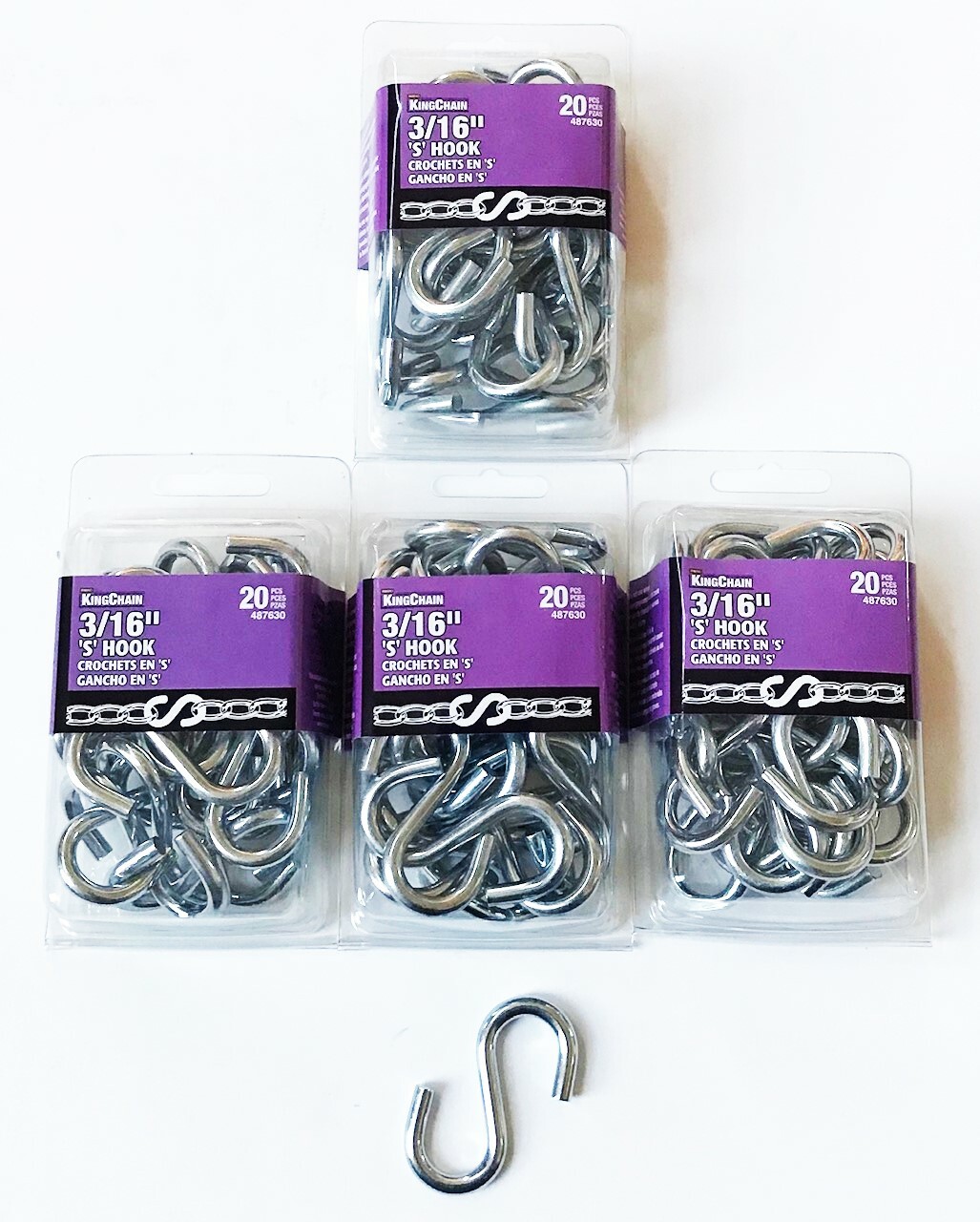 80 KINGCHAIN 3/16″ X 2″ ZINC PLATED S HOOKS 55LB S.W.L. 220LB MAX TARP BUNGEE