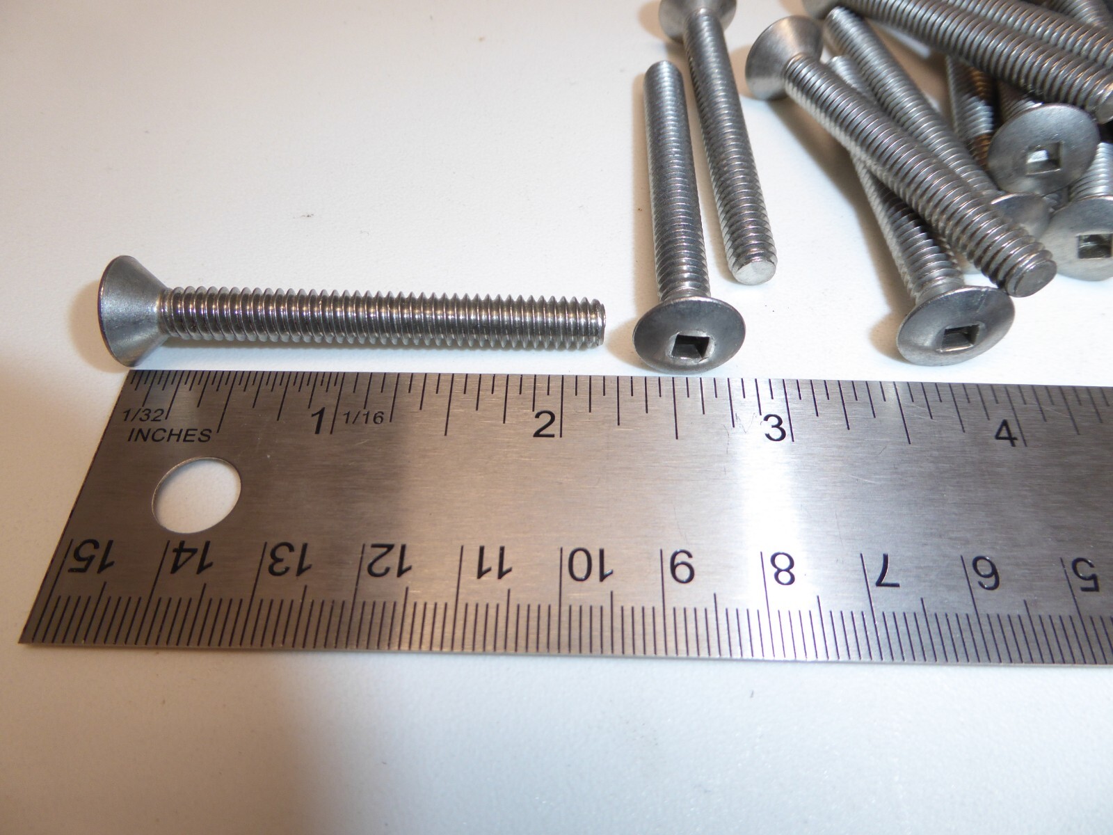 1/4-20 x 2-1/4 Oval Head Square Drive Machine Screw SS 18-8 VINTAGE USA Qty 15