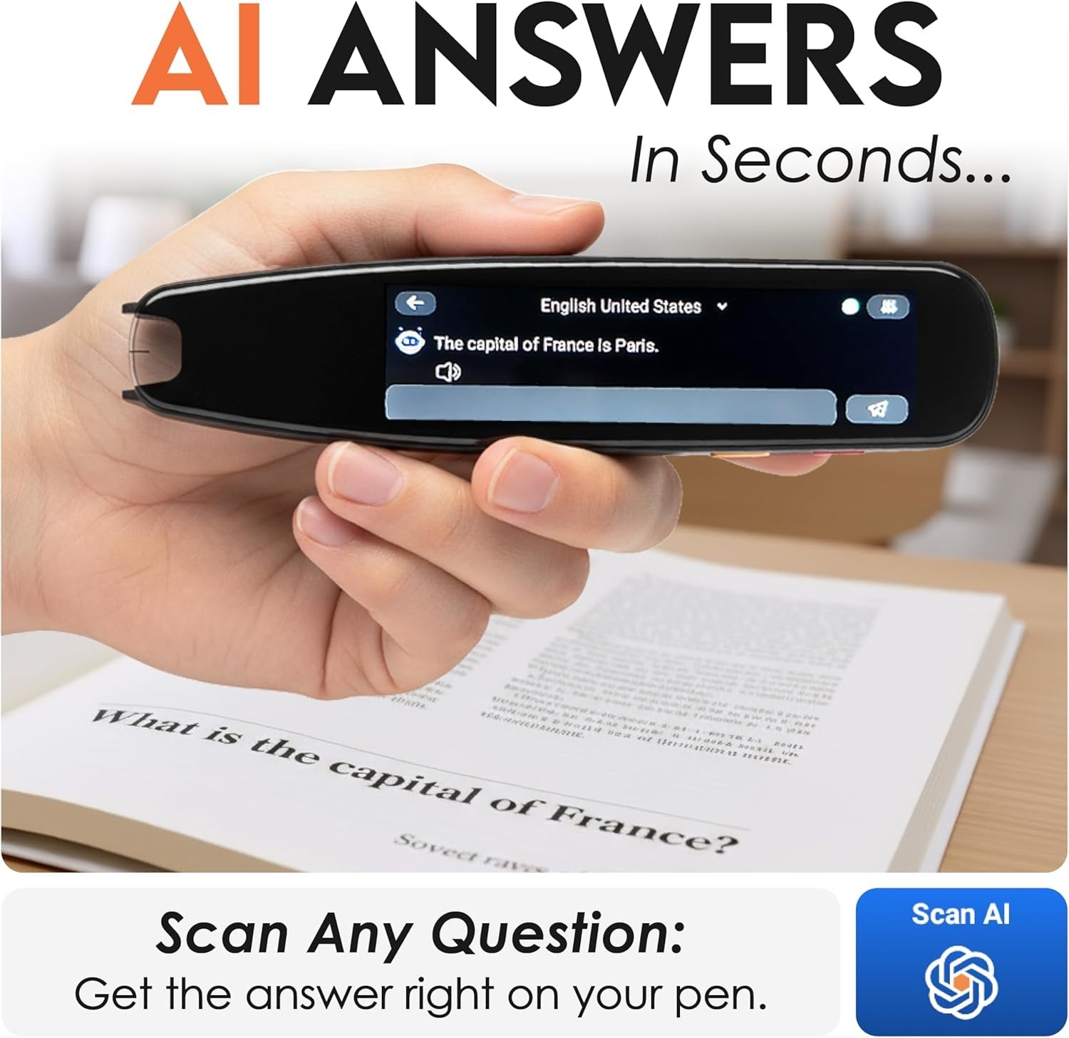 AI Pen with Built-in Screen | OCR Scan Reader & Text to Speech | ChatGPT Pen Kit