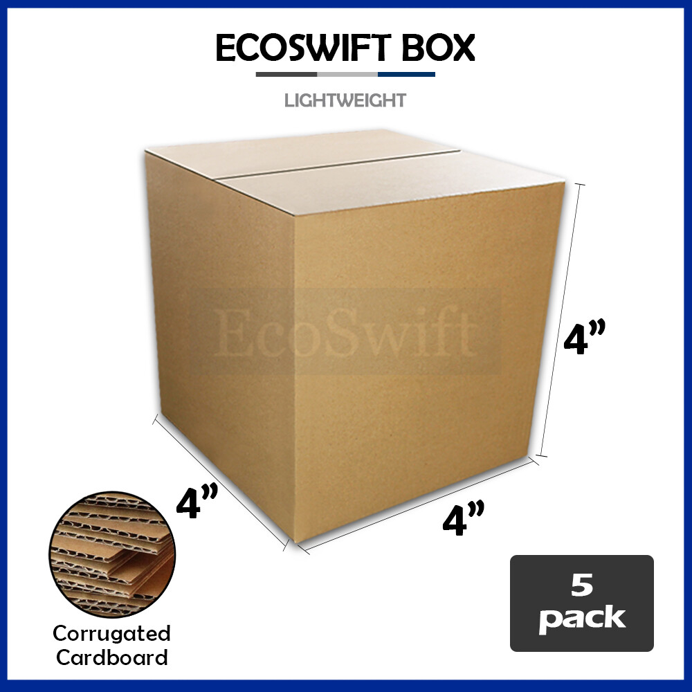 5 4x4x4 EcoSwift Cardboard Packing Moving Shipping Boxes Corrugated Box Cartons