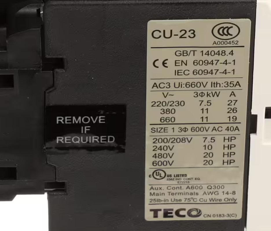Atosa CU-23, Contactor, 3 Pole with Auxillary, 110V, 50/60HZ Coil