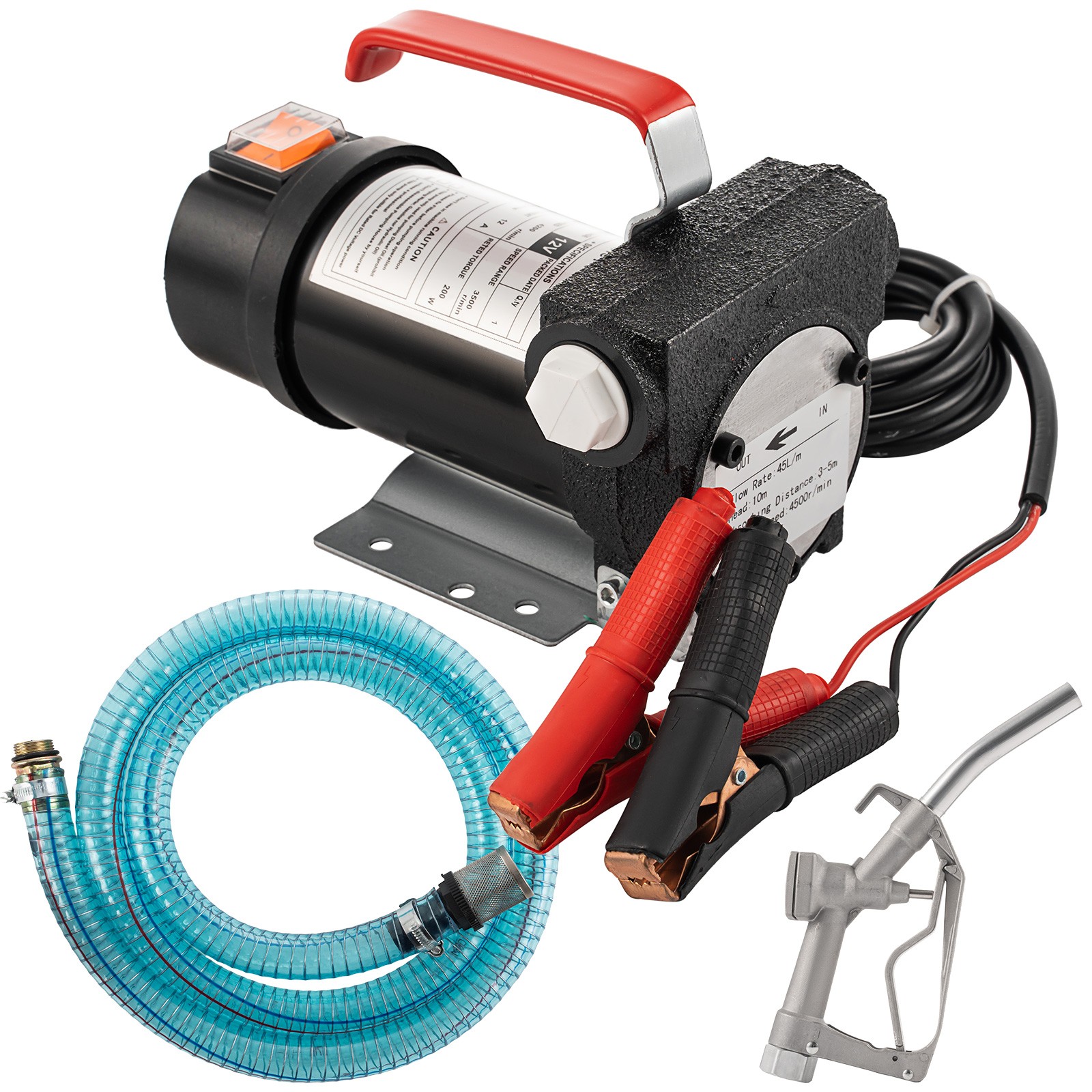 Fuel Transfer Pump 200W Electric Diesel Kerosene Pump 12V DC 10GPM Nozzle Hoses