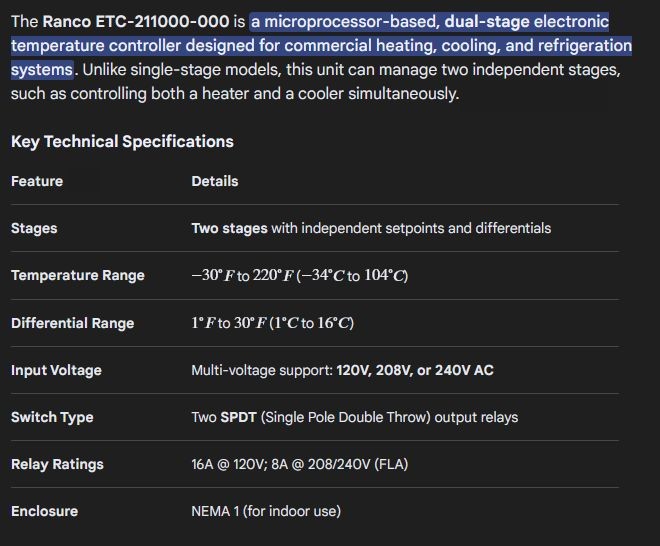 1 USED RANCO ETC-211000-000 ELECTRONIC TEMPERATURE CONTROLLER ***MAKE OFFER***