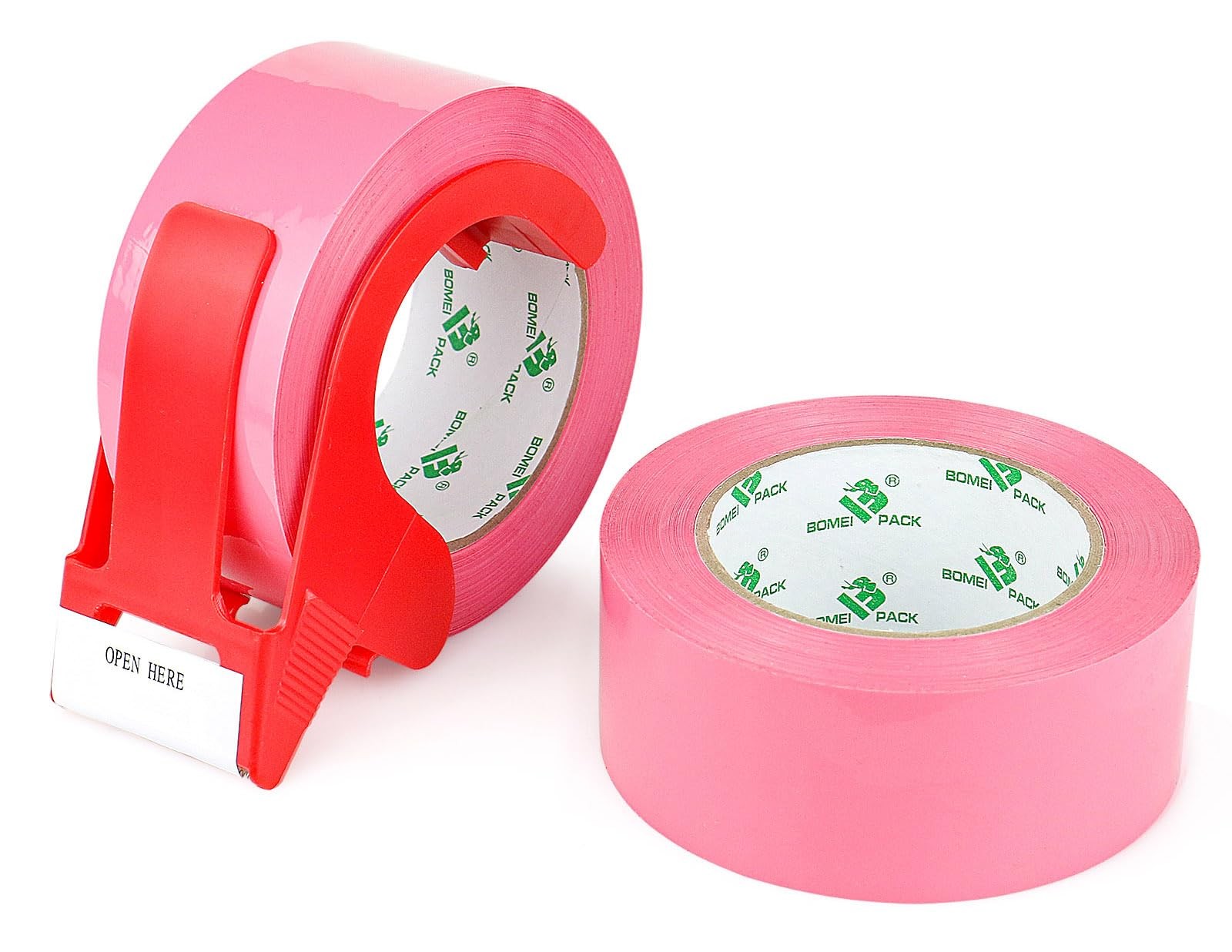 Pink Packing Tape with Dispenser, 2.4 Mil 1.88 Inch x 110 Yards, 2 Refills Ro…