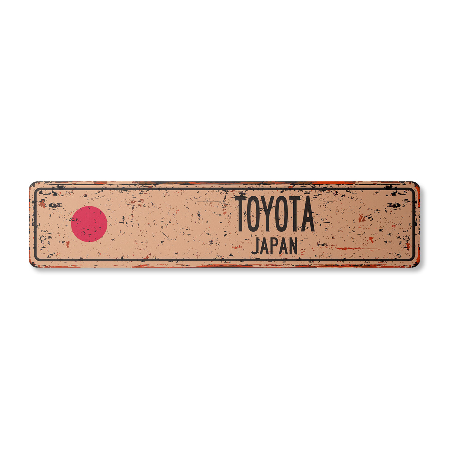 TOYOTA JAPAN Vintage Street Sign Japanese flag city country road wall rustic