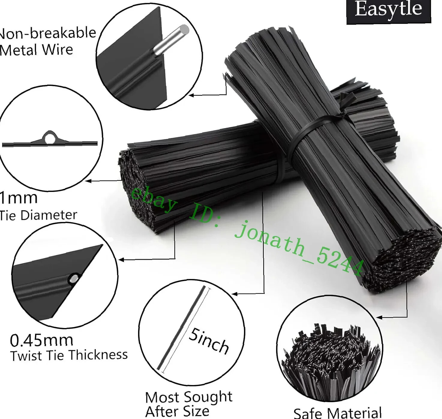 400 Pcs Twist Ties for Bags 5″ Cable Ties Bag Twist Ties for Cord Twist Bread