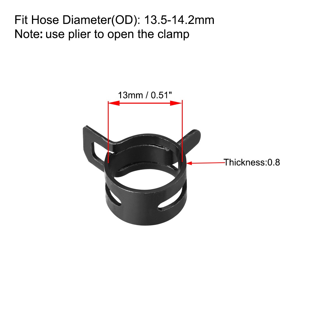 Steel Band Clamp 13mm Hose Tube Spring Clips Clamp Black Manganese Steel 20Pcs