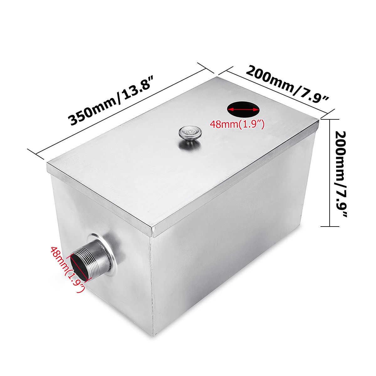 Commercial Grease Interceptor Grease Trap 8LB 5GPM Stainless Steel Interceptor