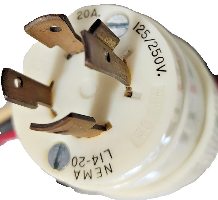 Cord 2 FT, NEMA L14-20, 20-Amp, 125/250Vac Locking Plug