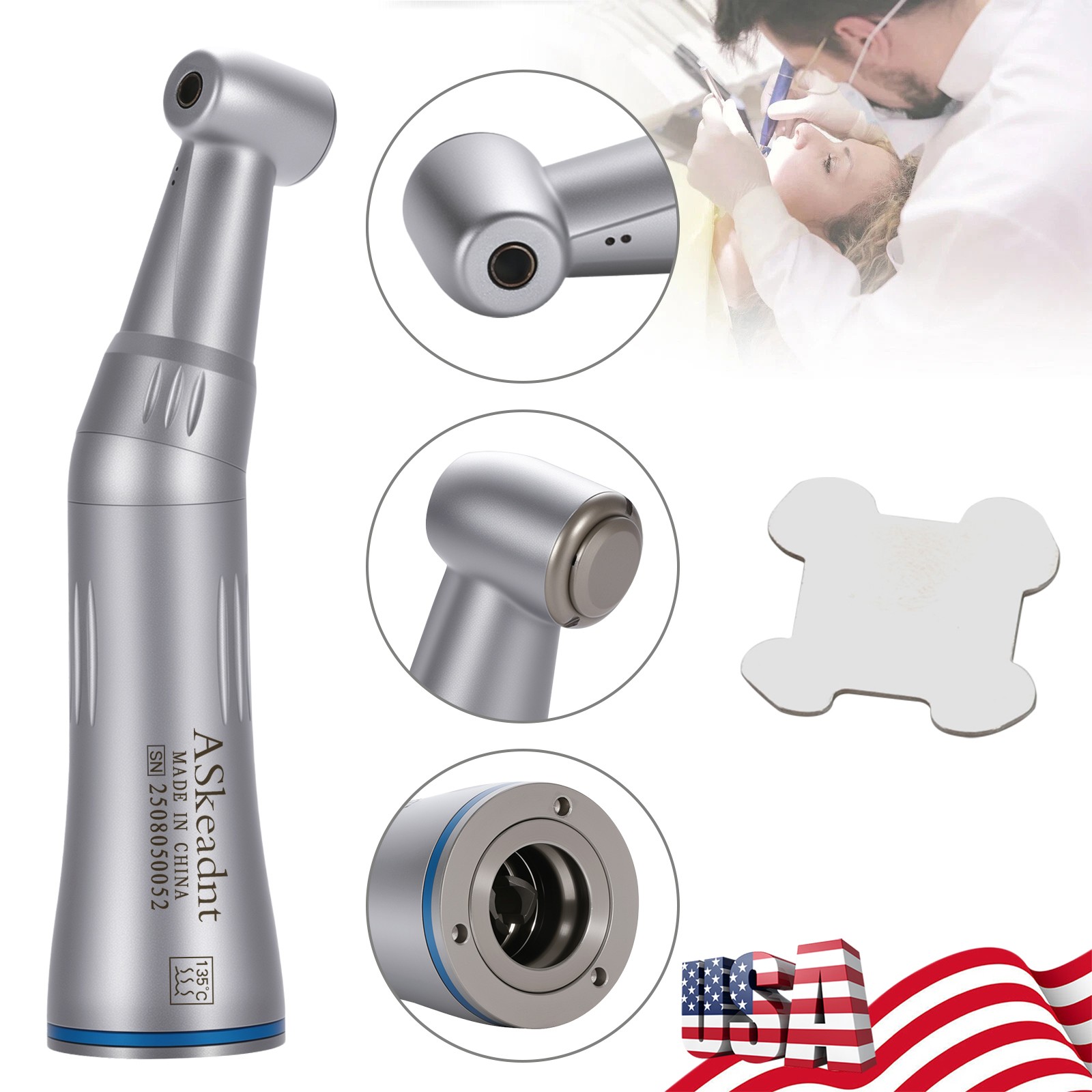 Dental Internal Water Spray Contra Angle E-type Low Speed Handpiece