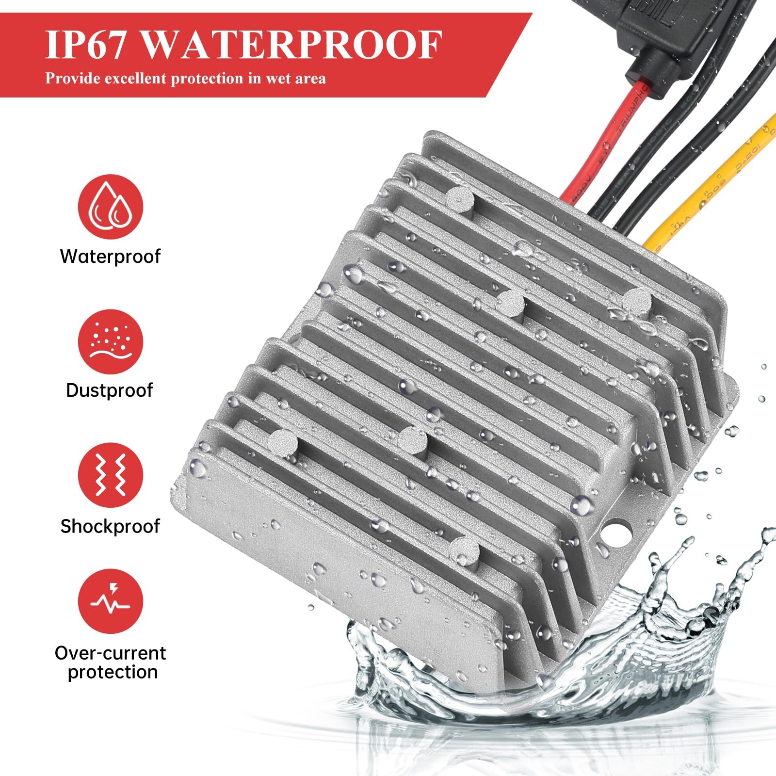 Mzhou 240W DC-DC Buck Down-dc 20-90v to 12v20a, Grey-DC 20-90V 12V20A