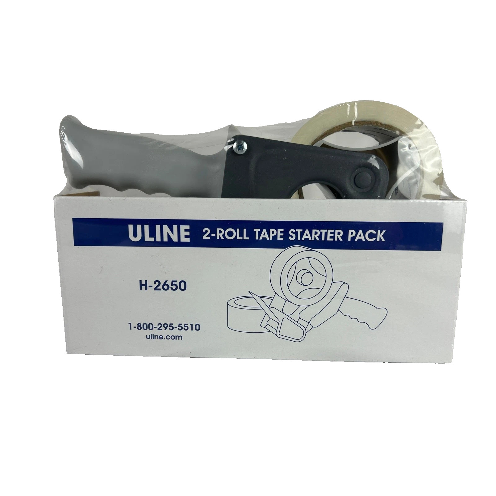 Uline Tape Dispenser With 2 Rolls Clear Packing Tape H2650