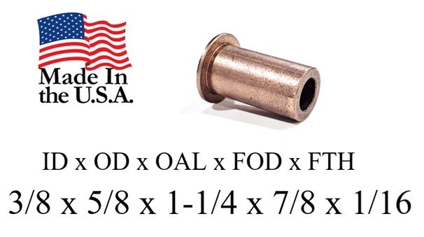 2pc, American Bronze, 3/8×5/8×1-1/4×7/8×1/16, Made In USA Flanged Bronze Bushing