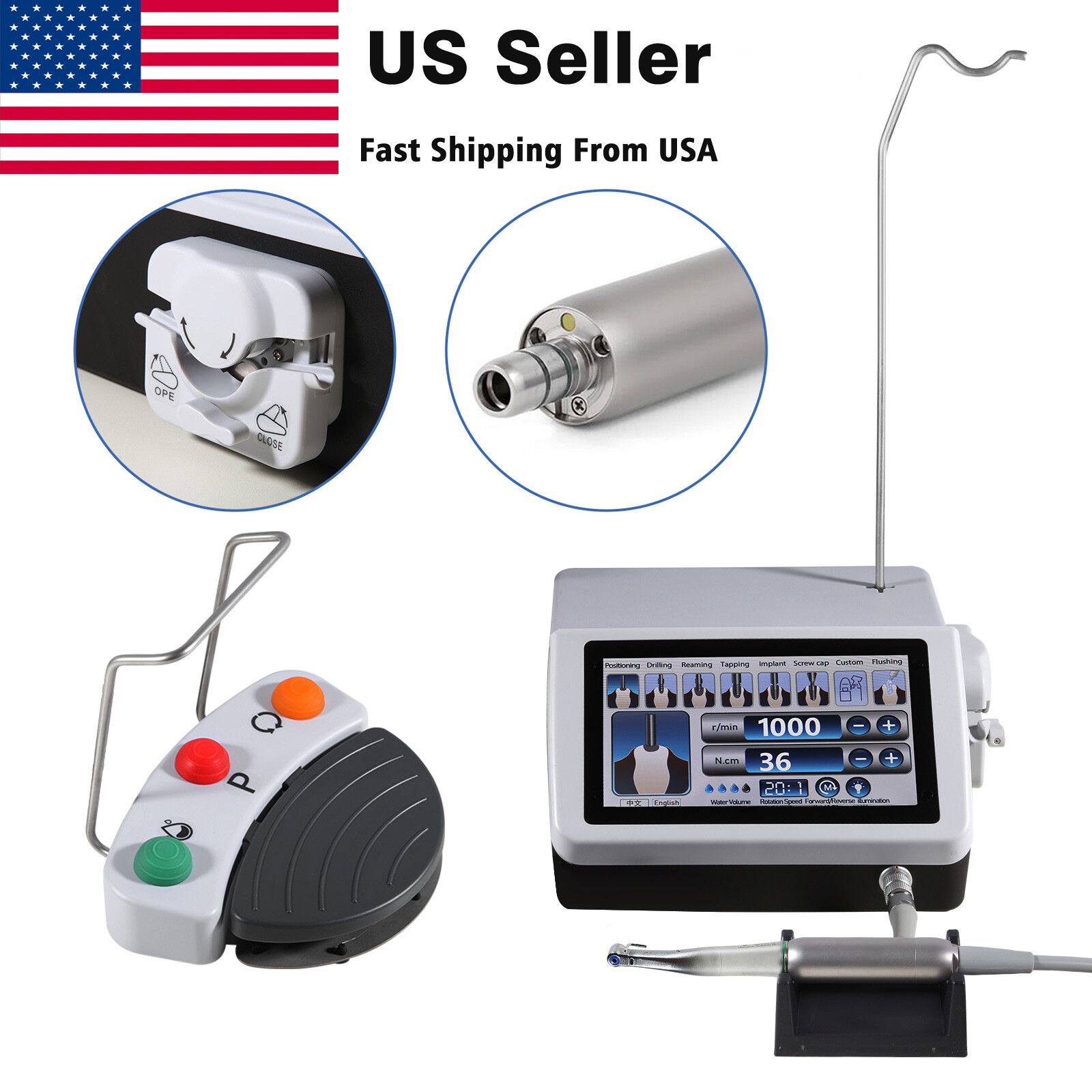 Surgic Pro Dental Implant Surgical Brushless Motor 20:1 Contra Angle Handpiece