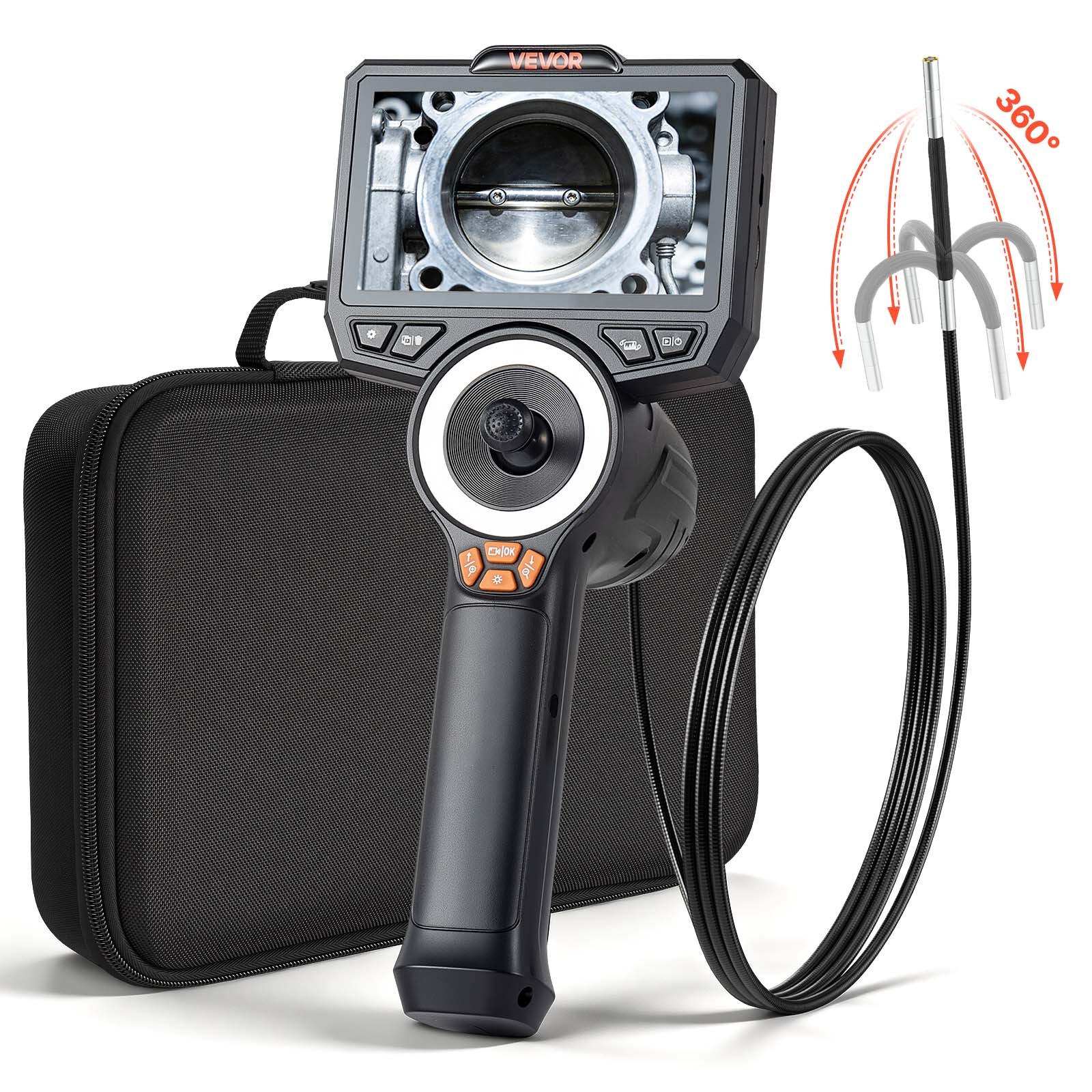 VEVOR 360° Articulating Endoscope Camera with 0.15″ Ultra Slim Lens 4.5″ Screen