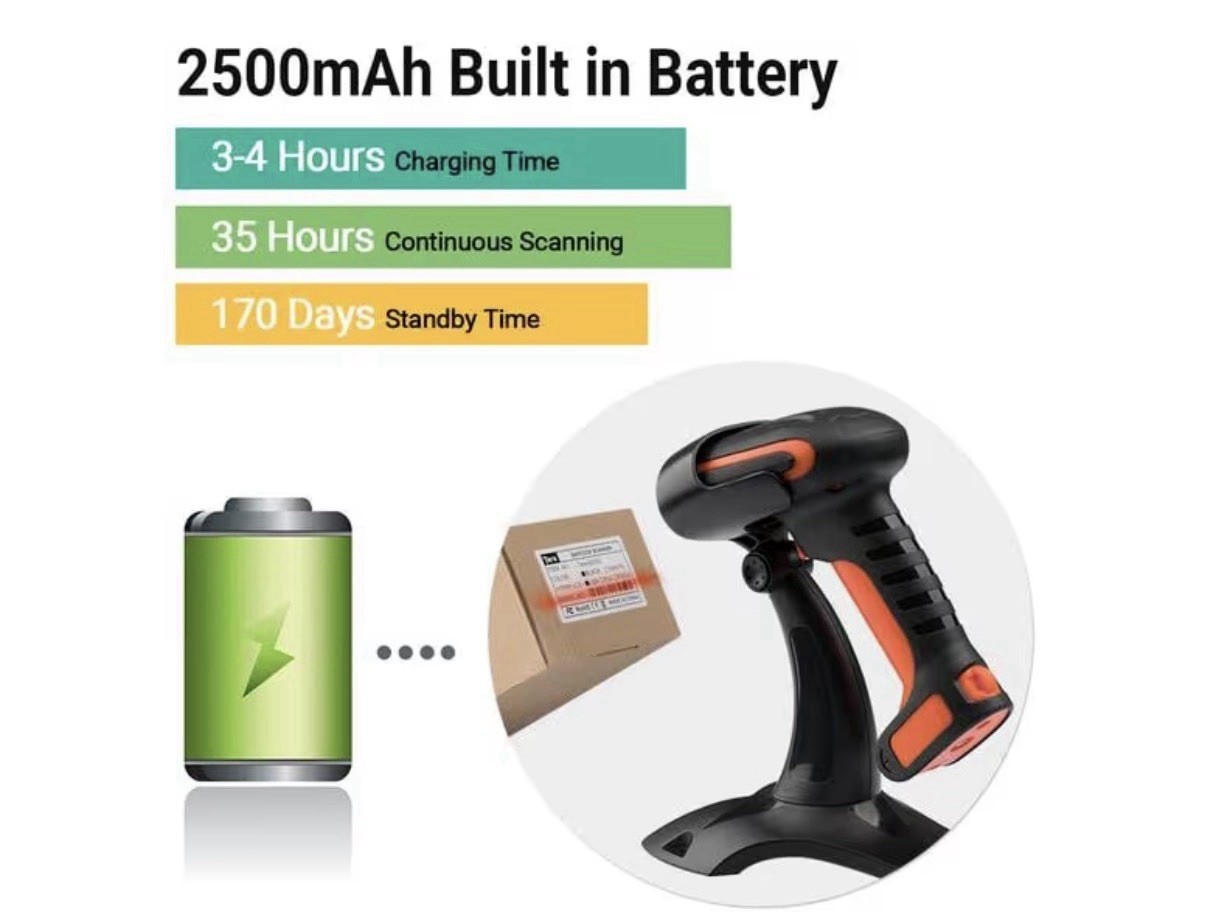 TERA 1D,2D,QR Wireless BLUETOOTH Barcode Scanner – Orange