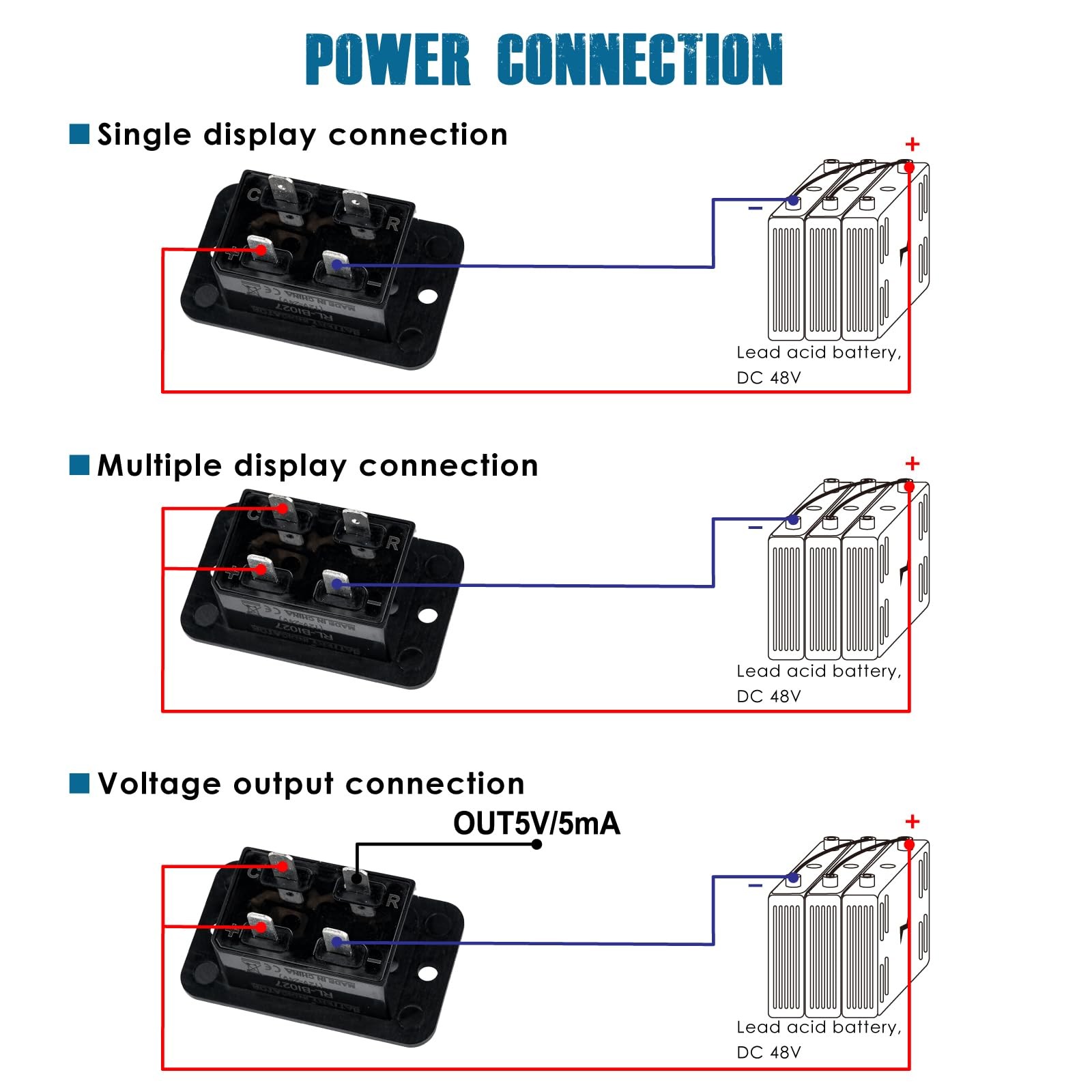 RL-BI027 Lead Acid Battery Level Monitor with Low Battery Alarm, DC 48V Unive…