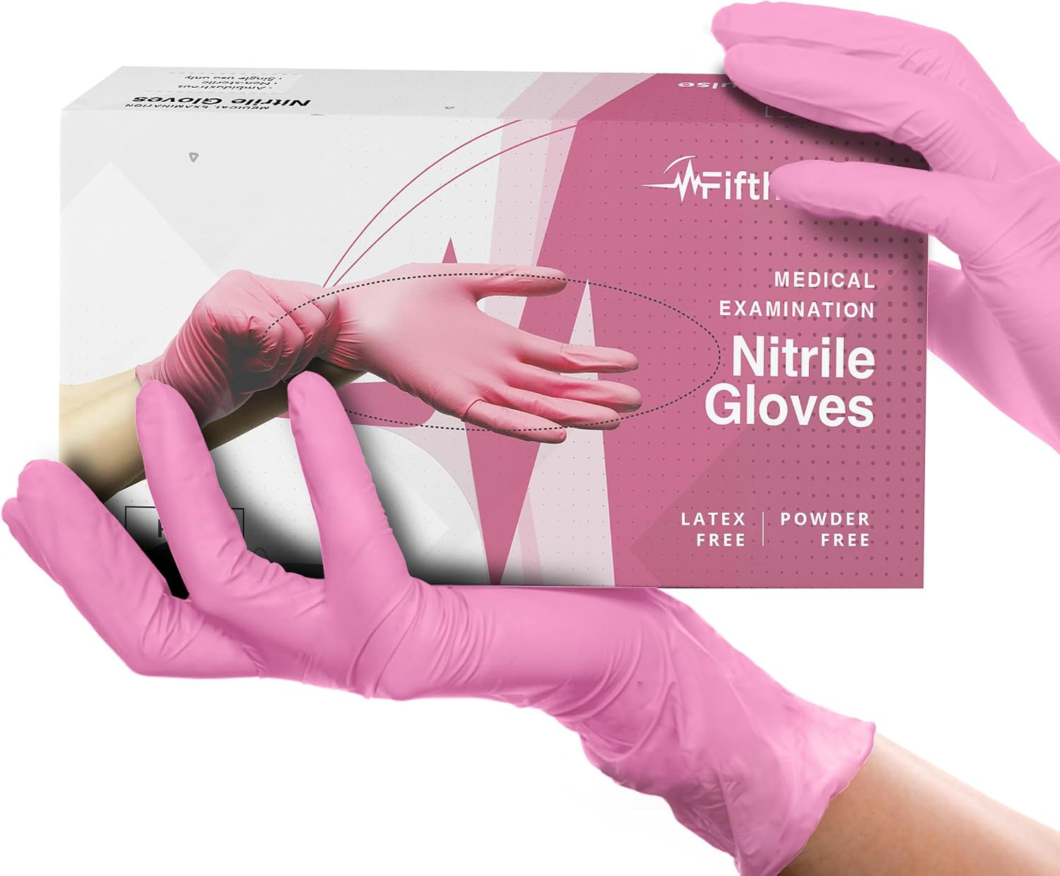 Hot Pink Nitrile Disposable Exam Gloves Powder Free Latex Free 3 Mil Multipack